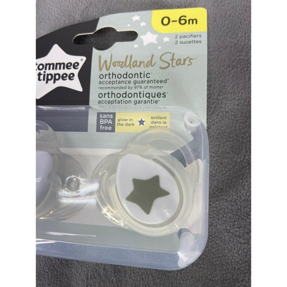 Tommee Tippee Woodland Stars Buck Antlers Orthodontic Set‎ Of 2 Pacifiers - Picture 3 of 6